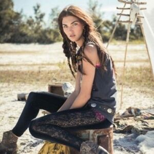 Spell Black Cat Vintage Velvet & Lace Leggings